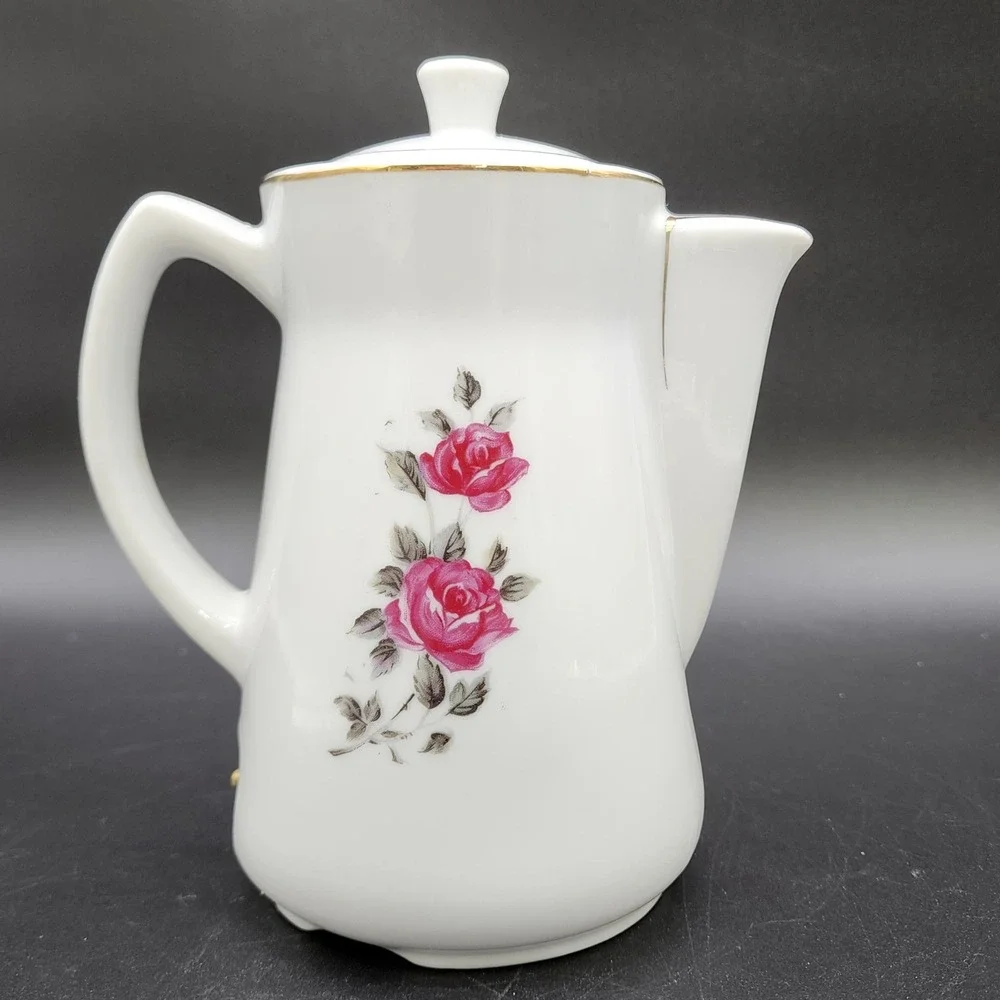 Royal Sealy Small‎ White Pink Rose VTG Electric Porcelain Teapot Japan Floral